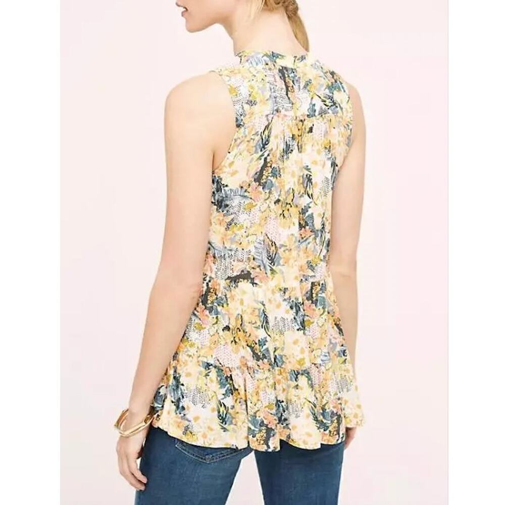 Anthropologie Floreat Anafa Tiered Tank Top Orange Floral Print, Size 0 - Picture 10 of 11